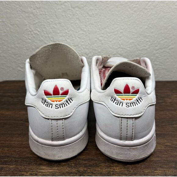 Adidas Stan White Smith Removable Tongue Plaid Red 4 - Picture 4 of 5